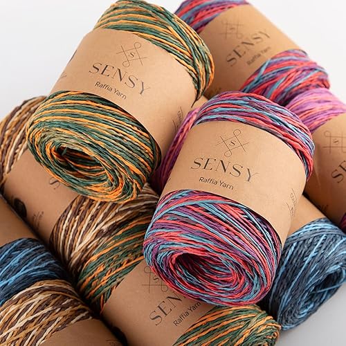 Miniatura 8 de Sensy Premium - Hilo de rafia multicolor (185 yardas, 100% papel, 400)