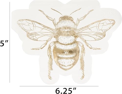 Miniatura 5 de C.R. Gibson Honecomb Hive - Servilletas de almuerzo troqueladas de lámina dorada, 20 unidades (TW7-25361)