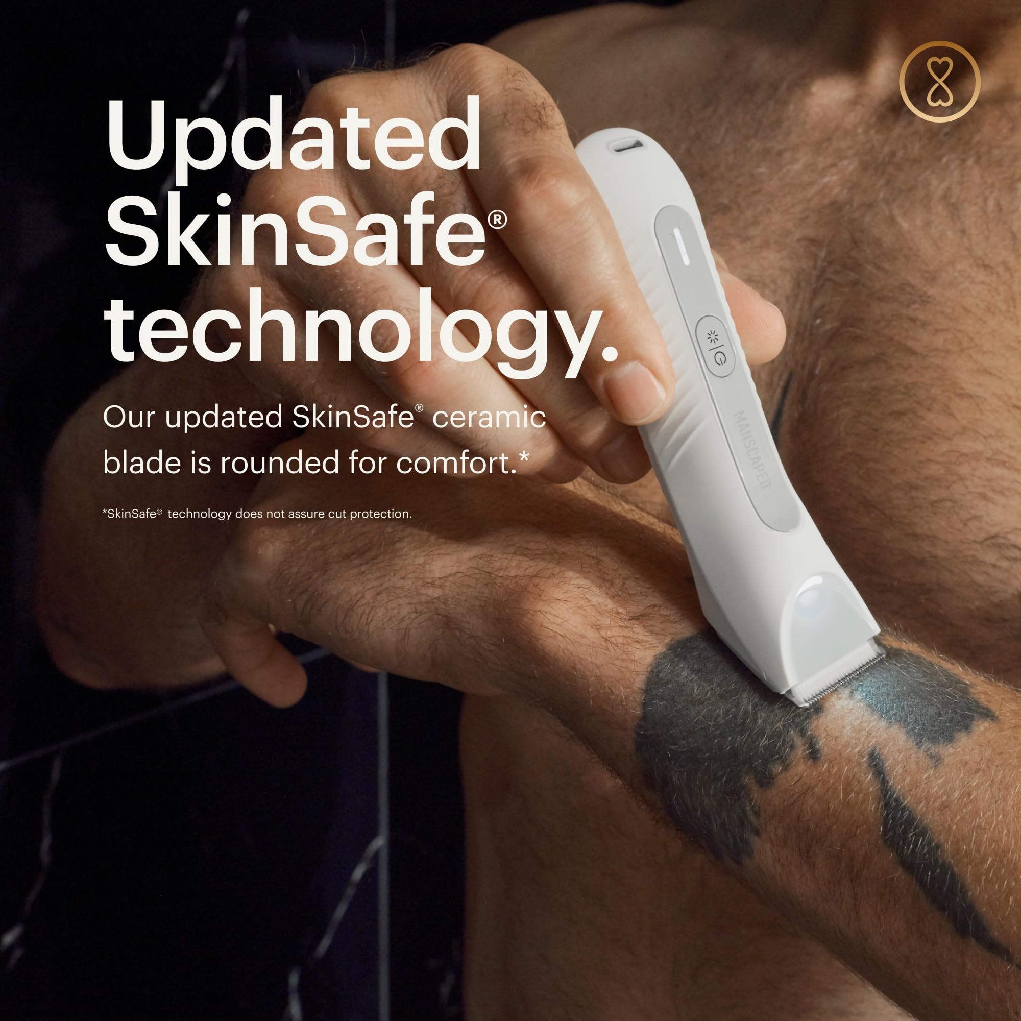 MANSCAPED® The Lawn Mower® 3.0 PLUS Trymer do pachwin i ciała – ostrze trymera SkinSafe®, Wodoodporna maszynka do golenia, Akumulator USB-C, Bezprzewodowa golarka męska z kulką, White Hot