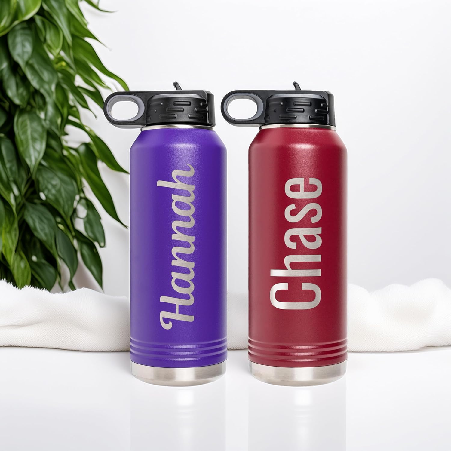 Personalized Laser Engraved 32 oz Water Bottle with Name, Stainless Steel Double Wall Vacuum Insulated with Lid and Straw Custom Water Bottle - Image 4