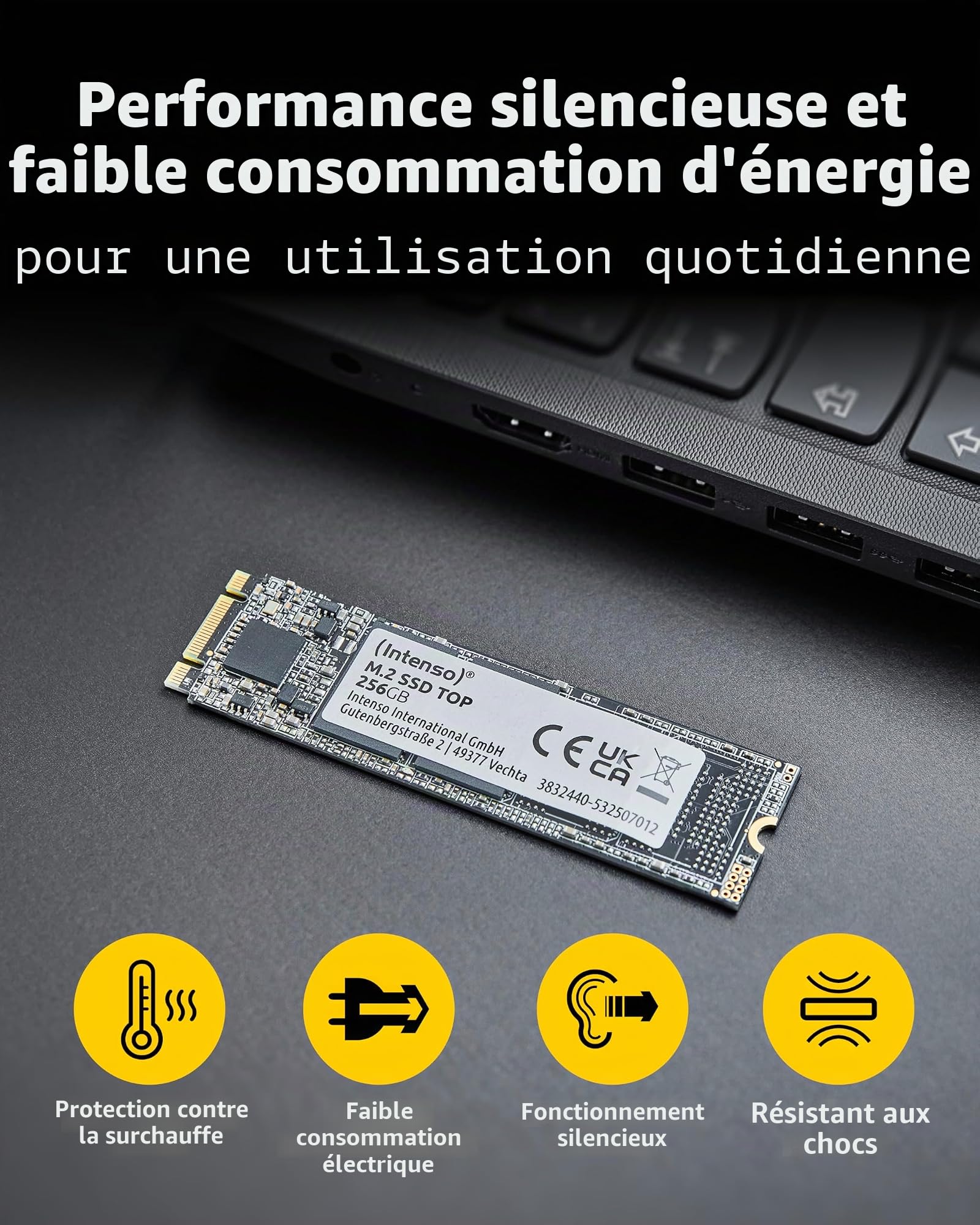 Intenso M.2 Disque SSD Interne SATA III Top, 512 GO, 550 Mo/s