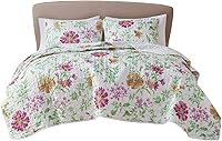 Vista 8 de Comfort Spaces – Cubrecama ligero para todas las temporadas, ropa de cama acogedora, fundas a juego, almohadas decorativas Marlene Margaritas Verde