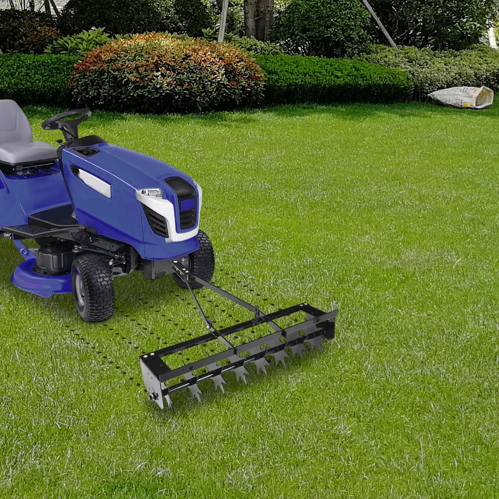 Aireador CéSped Manual 81 CM, Tractor con PúAs PenetracióN Profunda, Aireador PúAs Remolcable, con PúAs Acero Galvanizado Y Barra Remolque Ancha, para Jardines, CéSpedes Y Granjas