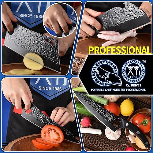 Miniatura 5 de XYJ Juego de cuchillos de cocina profesional con cuchillas forjadas de acero de alto carbono, cuchillo de chef, cuchilla, cuchillo de tallar,