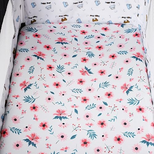 Miniatura 8 de Juego de sábanas para moisés, paquete de 3 (32 x 19 pulgadas), compatible con Mika Micky, Baby Delight, Dream On Me, colchón de cuna, tejido de