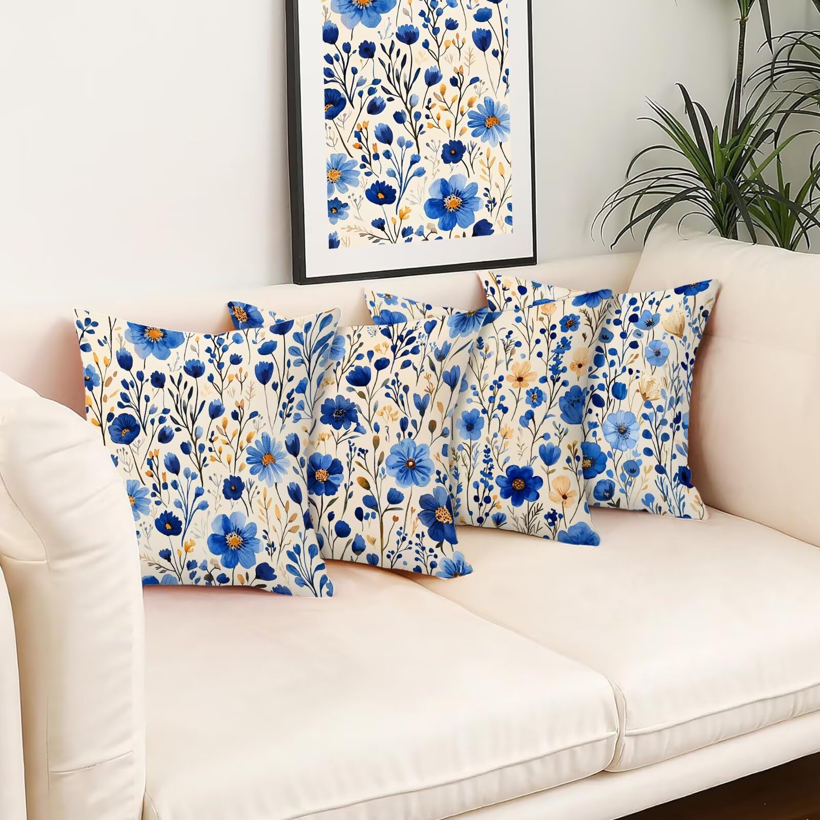 Kissenbezug 55x55 Retro 4er Set Samt Kissenbezüge Blume Zierkissenbezug Kissenhülle Dekorative Weiche Quadratische Dekokissenbezug Sofakissenbezug Couchkissen für Deko Schlafzimmer Wohnzimmer E-35
