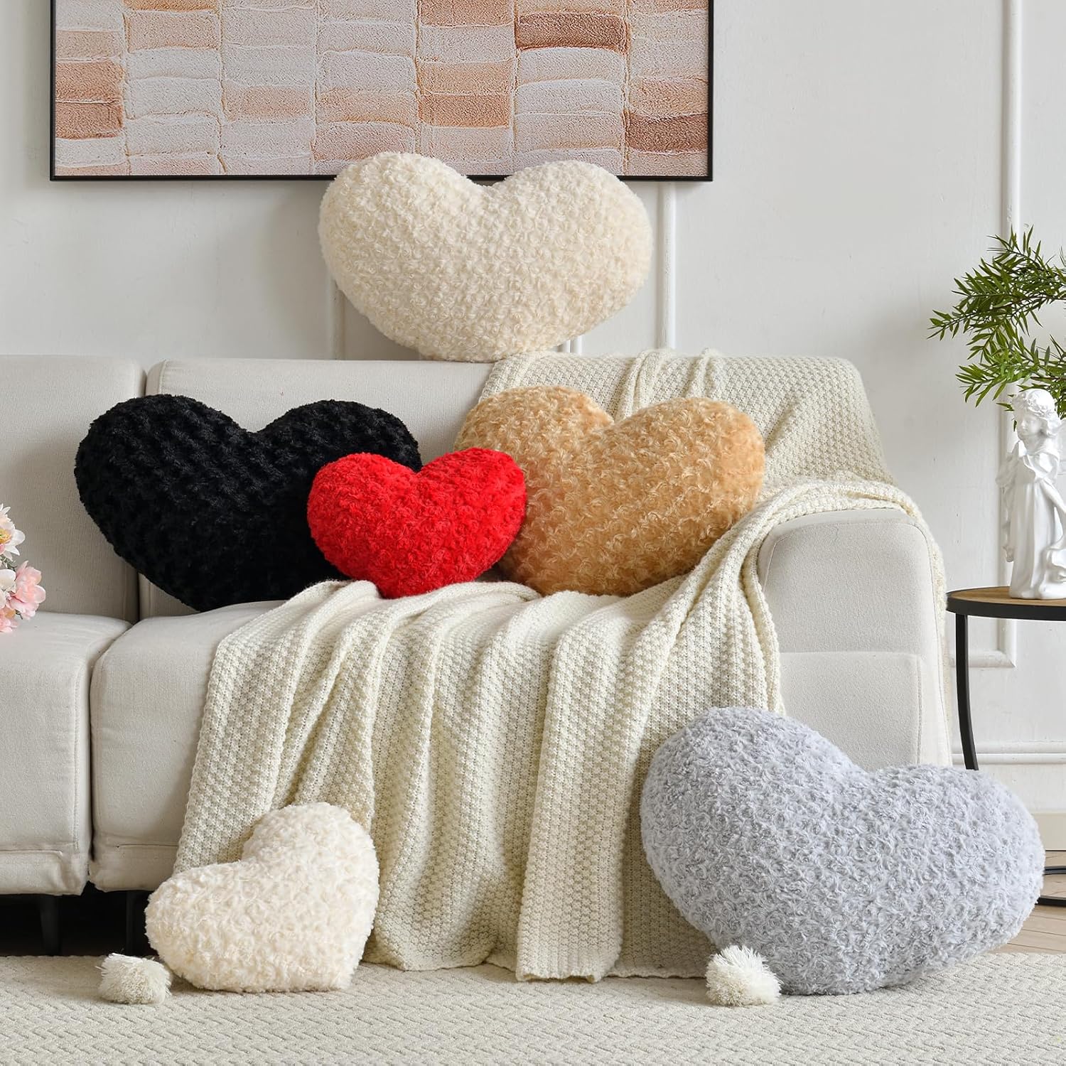 Heart Pillow, Soft Heart Shaped Pillow with Room Decorative Throw Pillows for Bed Couch Chair Sofa, Heart Shaped Cute Throw Pillow Cushion for Bedroom Living Room (Grey, Large 19.6" x 15.7")