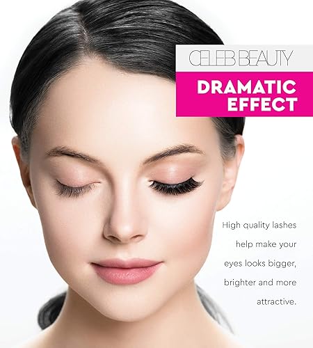 Miniatura 5 de Celeb Beauty Paquete variado de 100 pares de pestañas sintéticas, pestañas postizas reutilizables en 10 estilos, juego de pestañas postizas