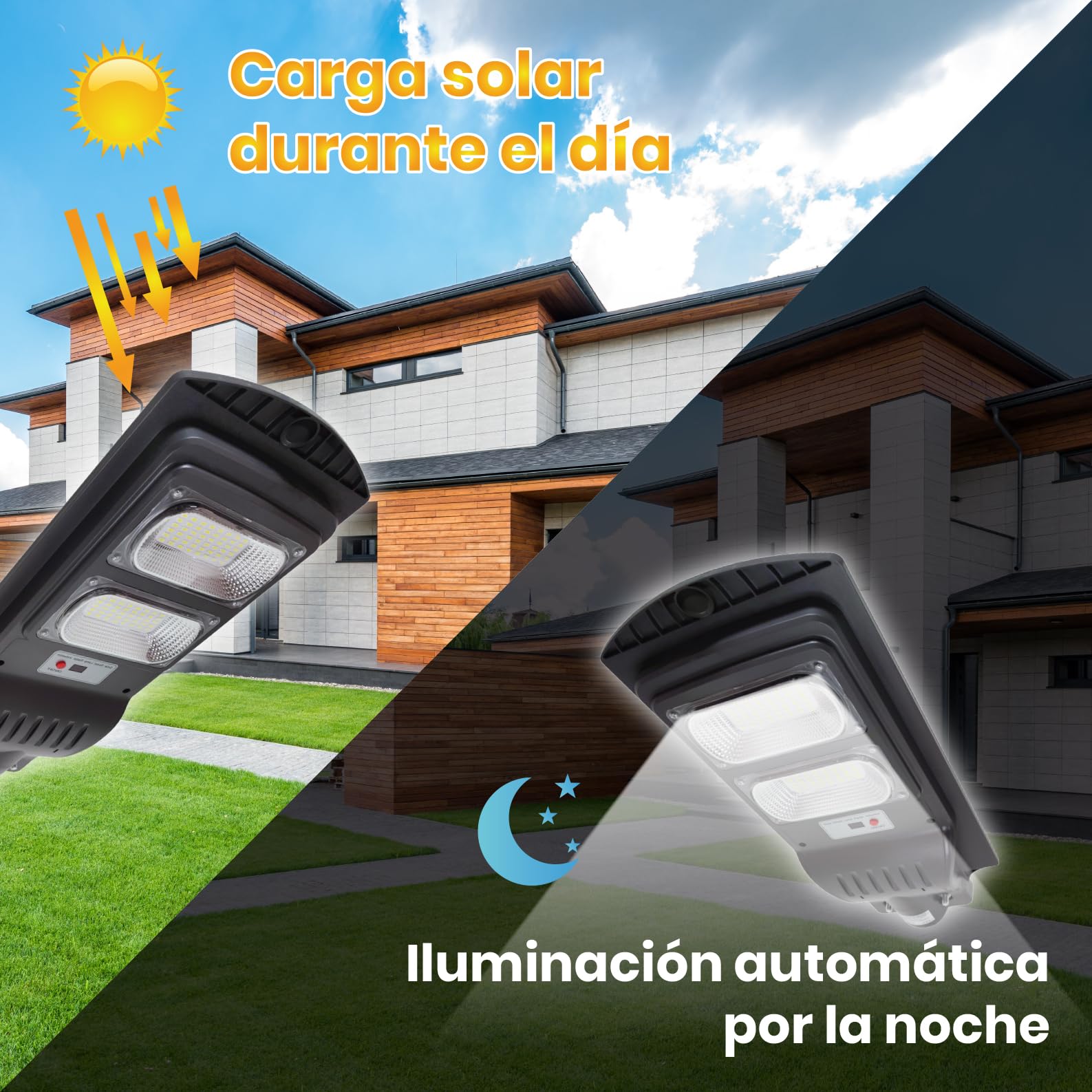 LED ATOMANT Confezione da 2 Lampione Solare LED Esterno 100W, Bianco Freddo, IP65, con Sensore di Movimento e Telecomando, Lampioni da Giardino, Faro Esterno con Pannello Solare, Incluso il Palo