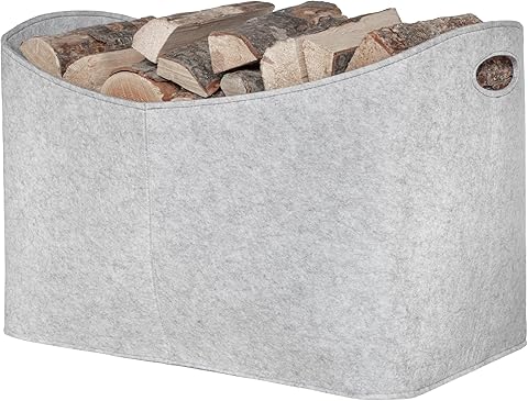 Rubberneck - Bolsa para leña (fieltro, 63 x 40 x 42 cm), color gris