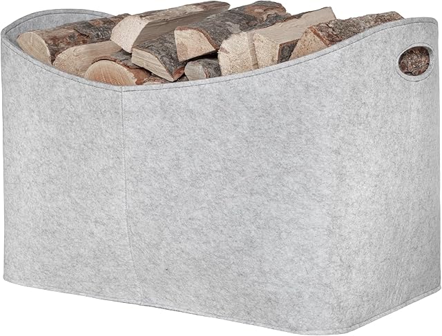 Rubberneck Filcowa torba na kłody XXL - do przechowywania drewna opałowego, dzienniki - 63 x 40 x 42 cm (szara)