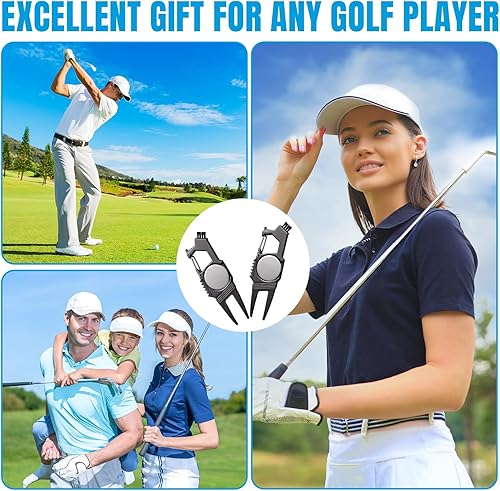 Miniatura 4 de Poen 3 piezas 7 en 1 multiusos Golf Divot herramienta de reparación Divot herramienta de golf ligera y compacta con marcador magnético de pelota de