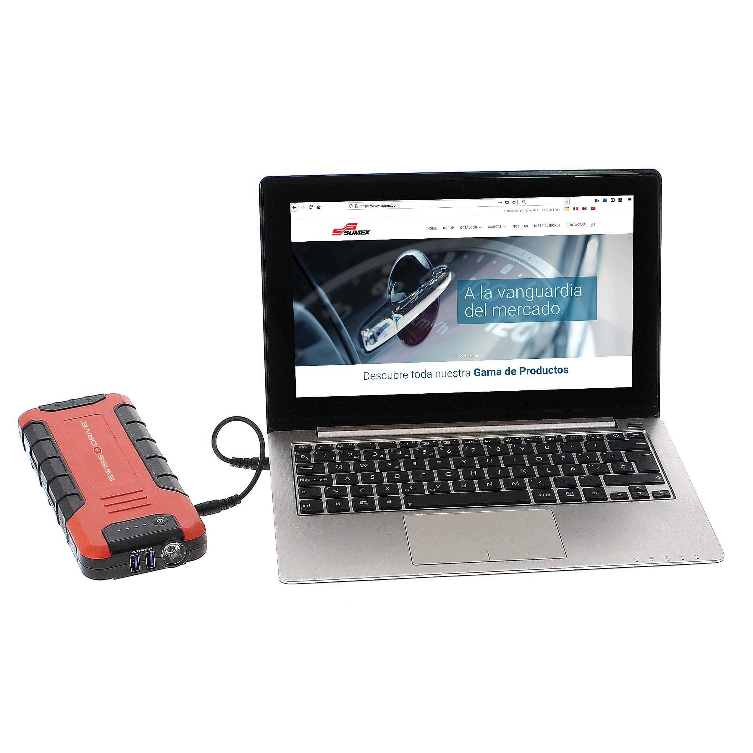 S SUMEX 3505152 Arrancador Portátil Alta Potencia 18.000 mAh / 400 A con Linterna LED Integrada con 3 Modos Incluye Cable Multidispositivo Power Bank