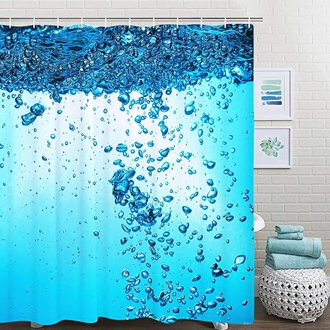 Amazon 海水水水滴バブル家の装飾シャワーカーテンフック付きポリエステル生地素晴らしいギフト 165x180 Cm シャワーカーテン ホーム キッチン オンライン通販