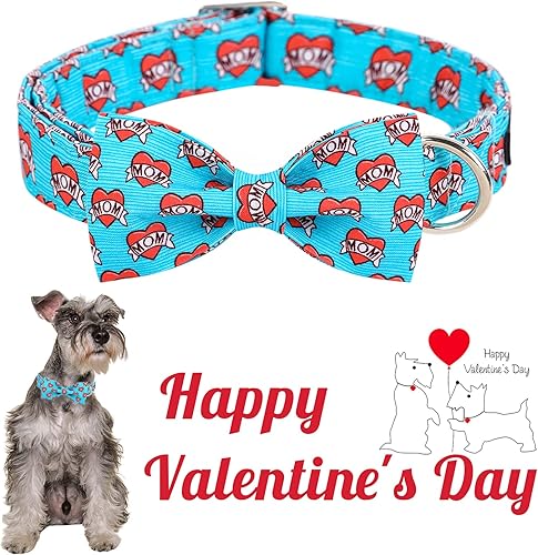 Miniatura 3 de Unique style paws Collar de perro para el día de San Valentín con corbatín de lazo negro y rojo corazón para cachorro el mejor regalo de estilo