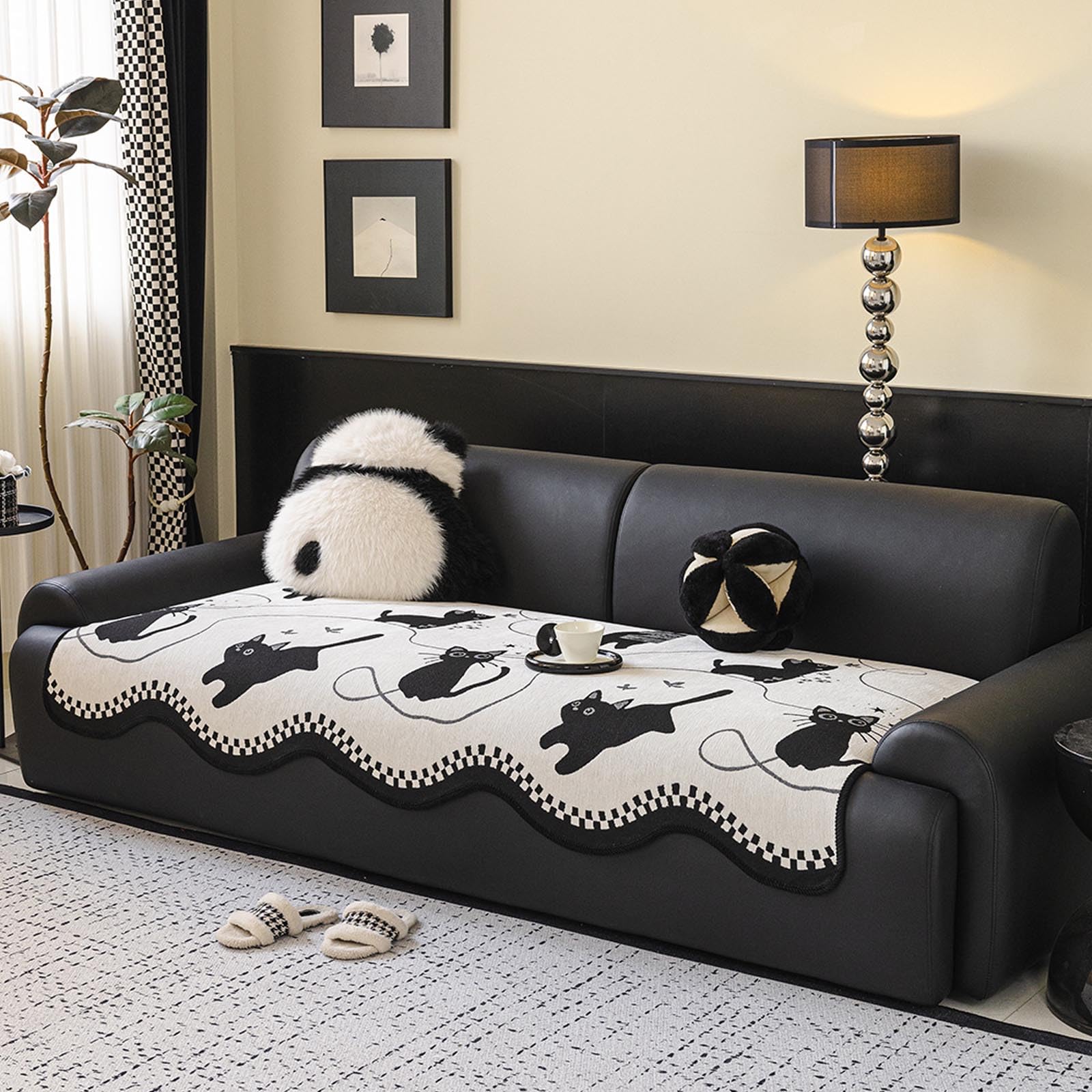Housse de canapé en chenille pour décoration d'intérieur beige élégante