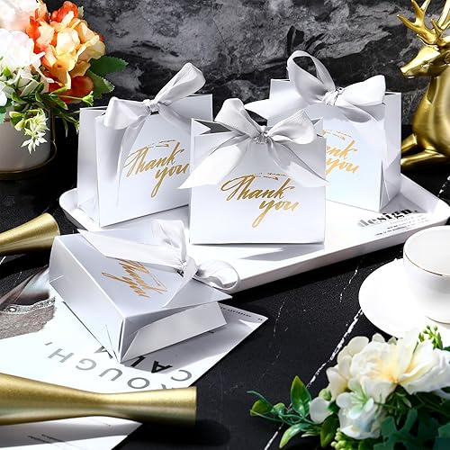 Miniatura 6 de Wesiti Paquete de 80 bolsas pequeñas de regalo de agradecimiento, lazo de coqueta para fiesta, cajas de cinta de lazo para boda novia, 4.5 x 1.8 x