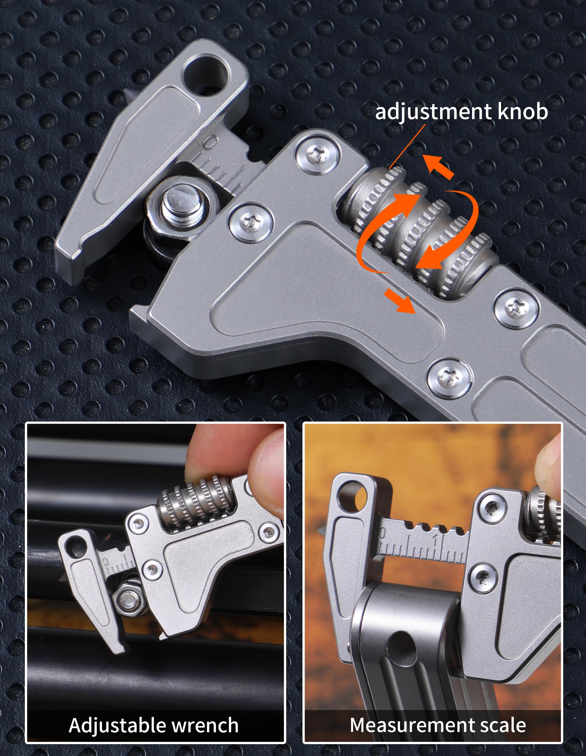 Multiherramienta EDC de titanio con llave, abrebotellas, abridor de cajas, rompevanas, destornillador y regla de medición, multiherramienta de bolsillo EDC para accesorios de camping, regalos