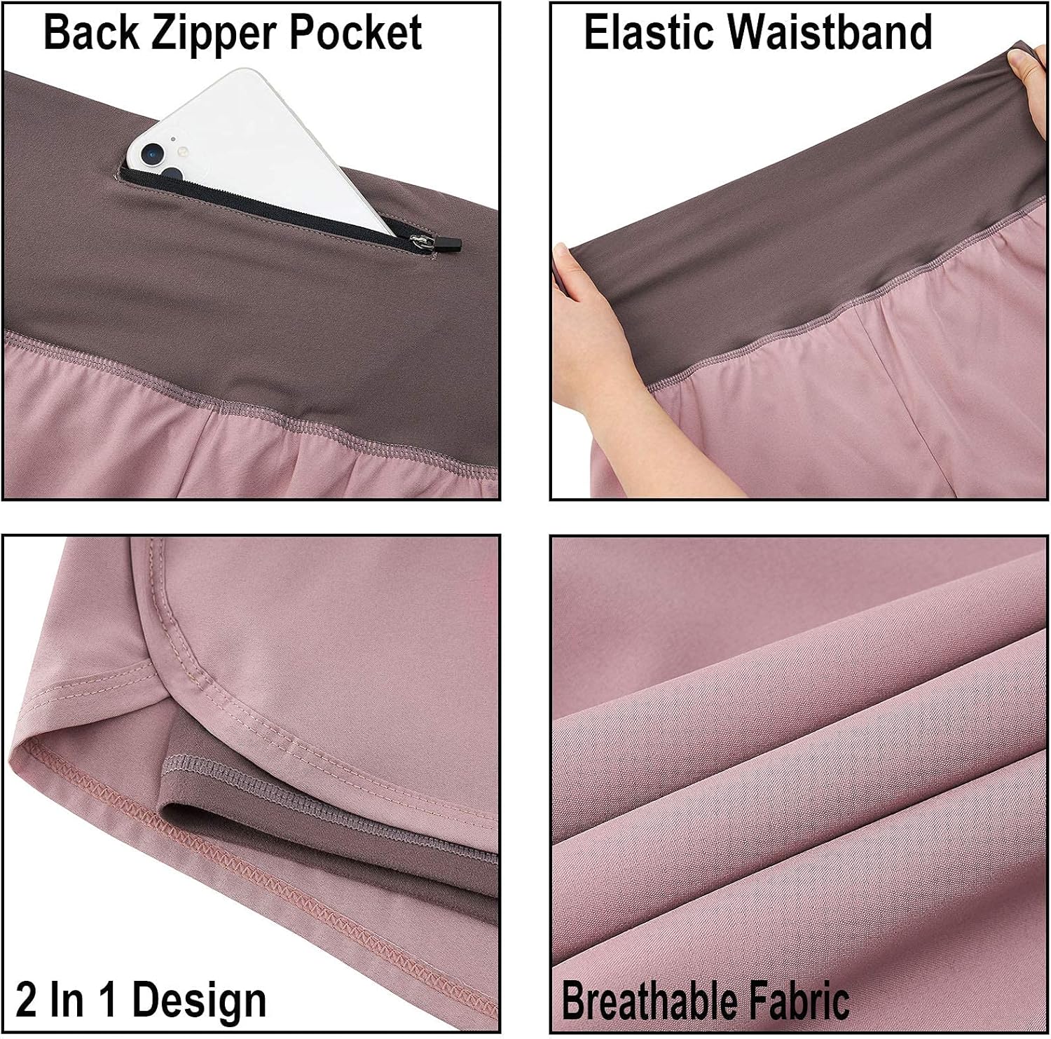 Lindanina Women's 2 in 1 Running Shorts Gym Athletic Shorts with Back Pockets : Sports & Outdoors