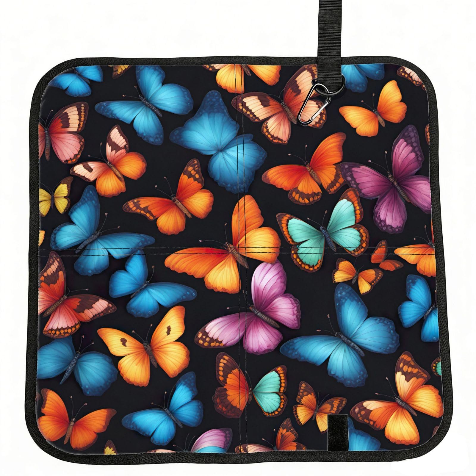 AYYQWE Colorful Butterfly Print Foldable Seat Cushion Portable Chair Pad Office Commuting Picnic Camping Outdoor