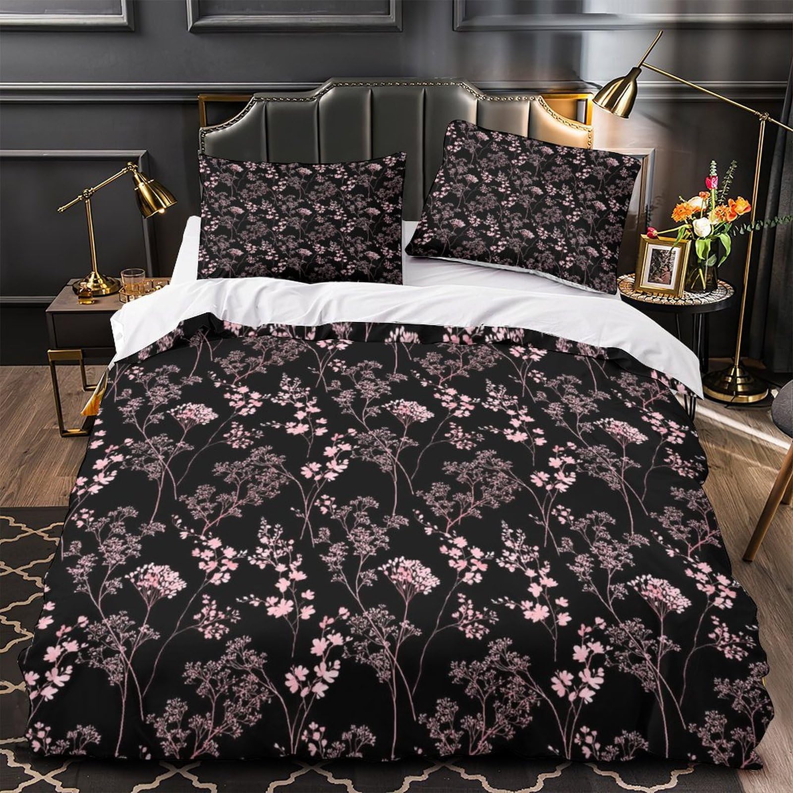 Housse de couette 135x200cm rose effet microfibre résistante confortable