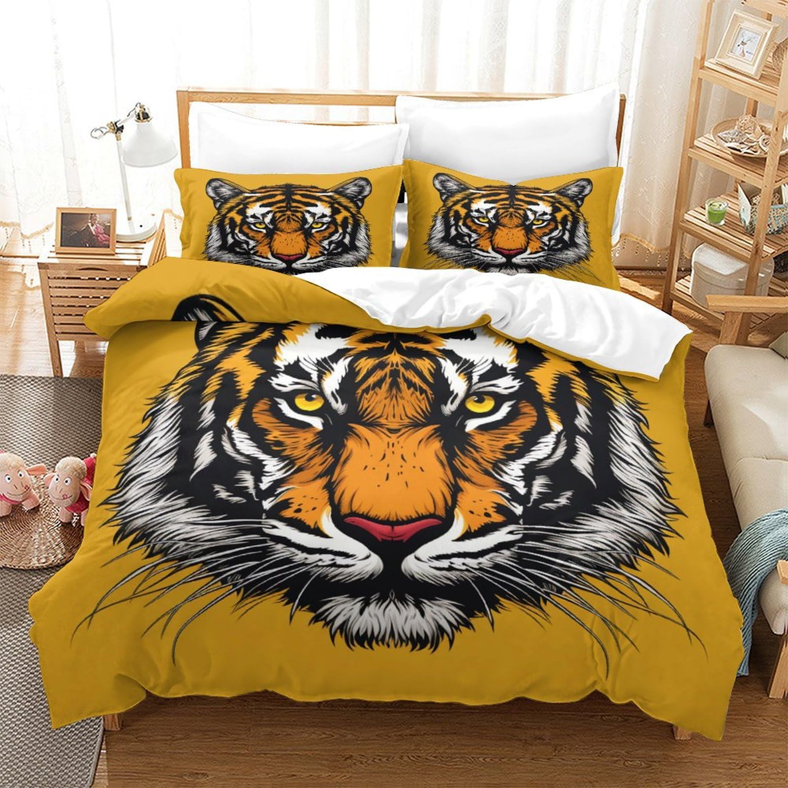 Parure de lit Tigres super king 260x220cm en microfibre haute densité