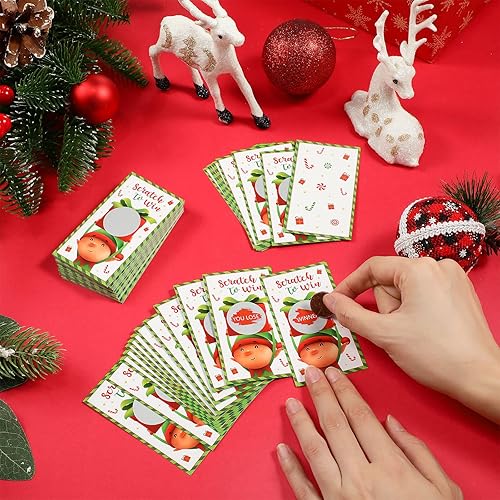 Miniatura 3 de 60 tarjetas de Navidad para rascar, juego de Navidad de elfo, tarjetas de juego de rascar de Navidad de elfo para juegos de fiesta de vacaciones de