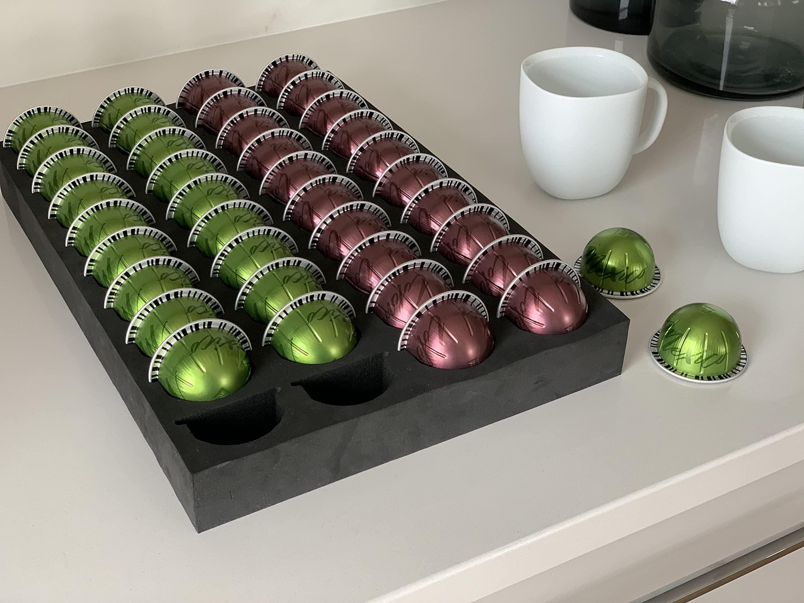 Bandeja de almacenamiento para cápsulas de café, organizador compatible con Nespresso Vertuoline para cajón o encimera, capacidad de 40 cápsulas Vertuo