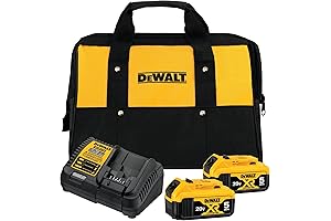 DEWALT 20V MAX Battery Charger Kit: 2 x 5Ah Batteries with Small Storage Bag