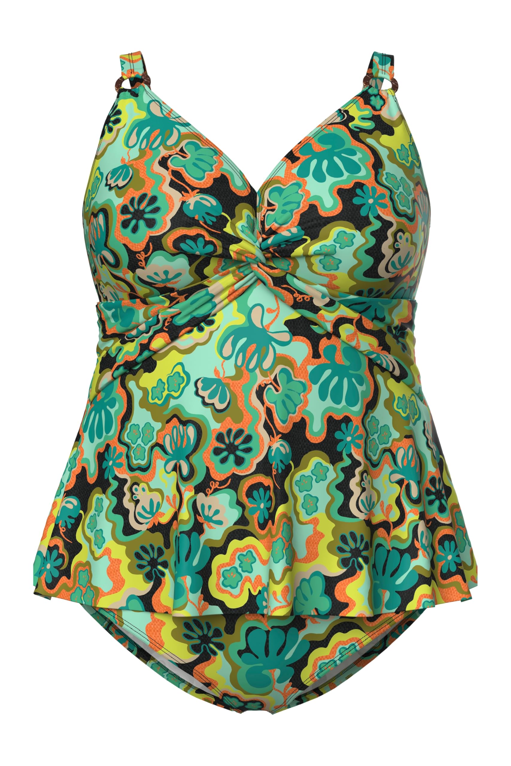 Ulla Popken Damen große Größen Übergrößen Plus Size Tankini, Boho-Muster, Softcups, Träger verstellbar, recycelt 846603