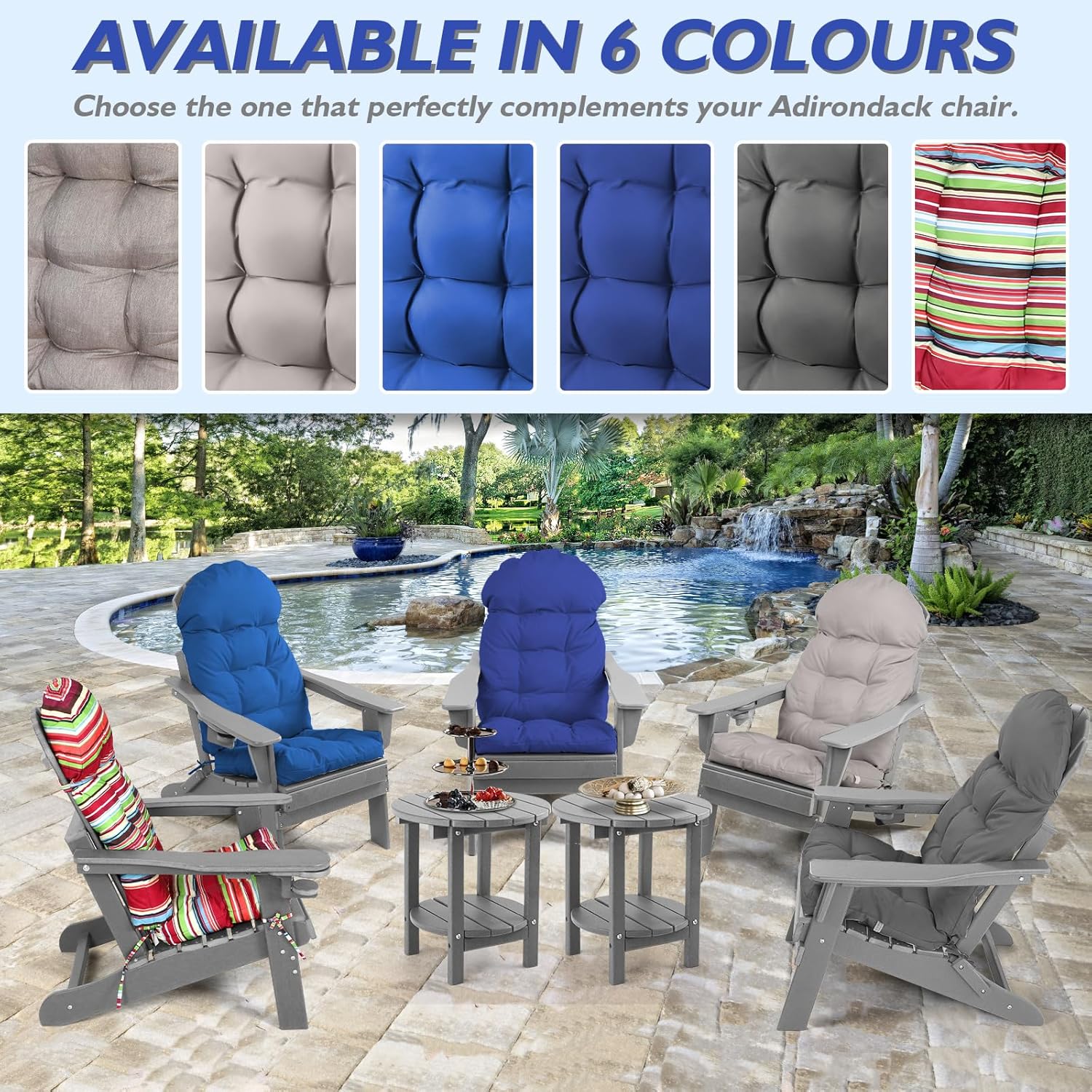 Adirondack Chair Cushions Set of 4, Rocking Chair Cushions High Back, Thickened Patio Chair Pad for Indoor and Outdoor, Glider Rocker Chairs Replacement Cushions Set, 44''L x 19''W x 4''H