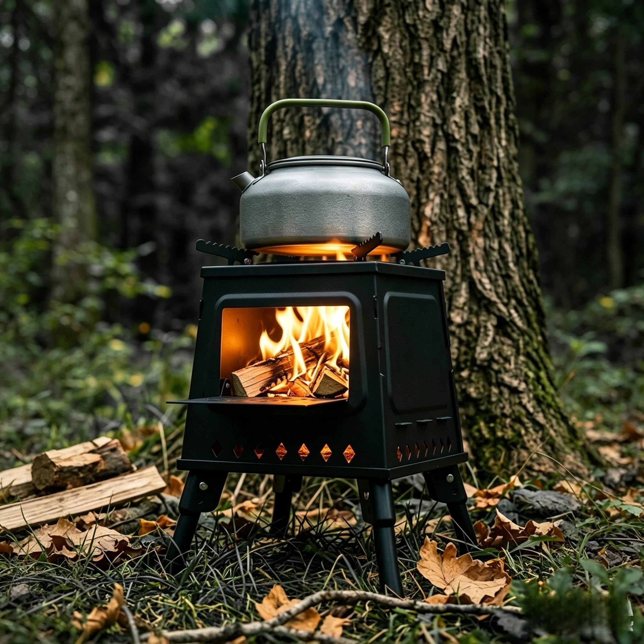 Poêle à bois en fer avec revêtement haute température Noir