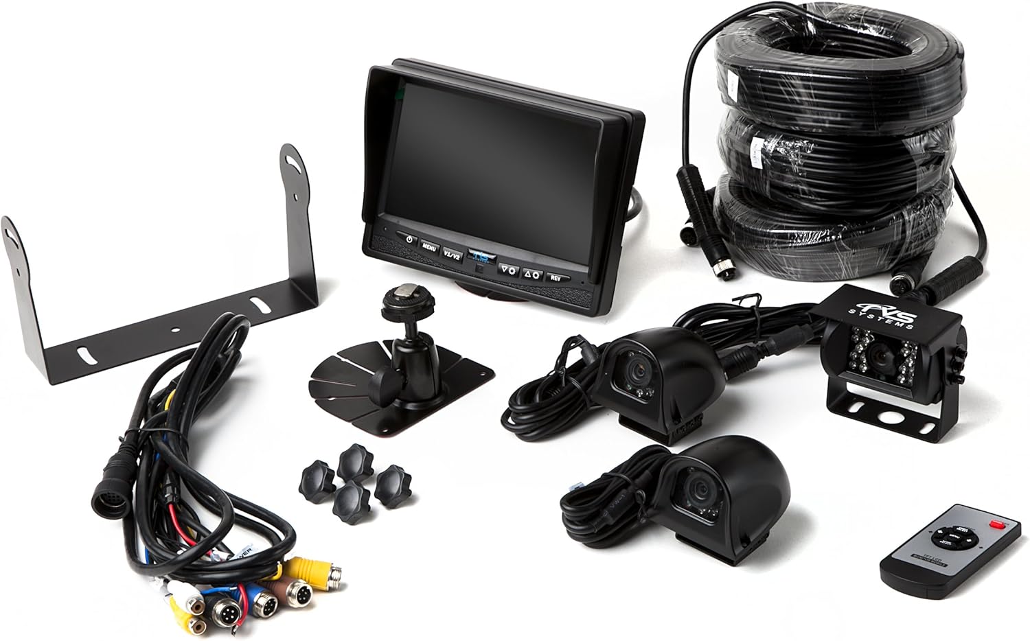 Backup Camera System with Side Cameras and Quad View Monitor for RV's, Trucks and Buses