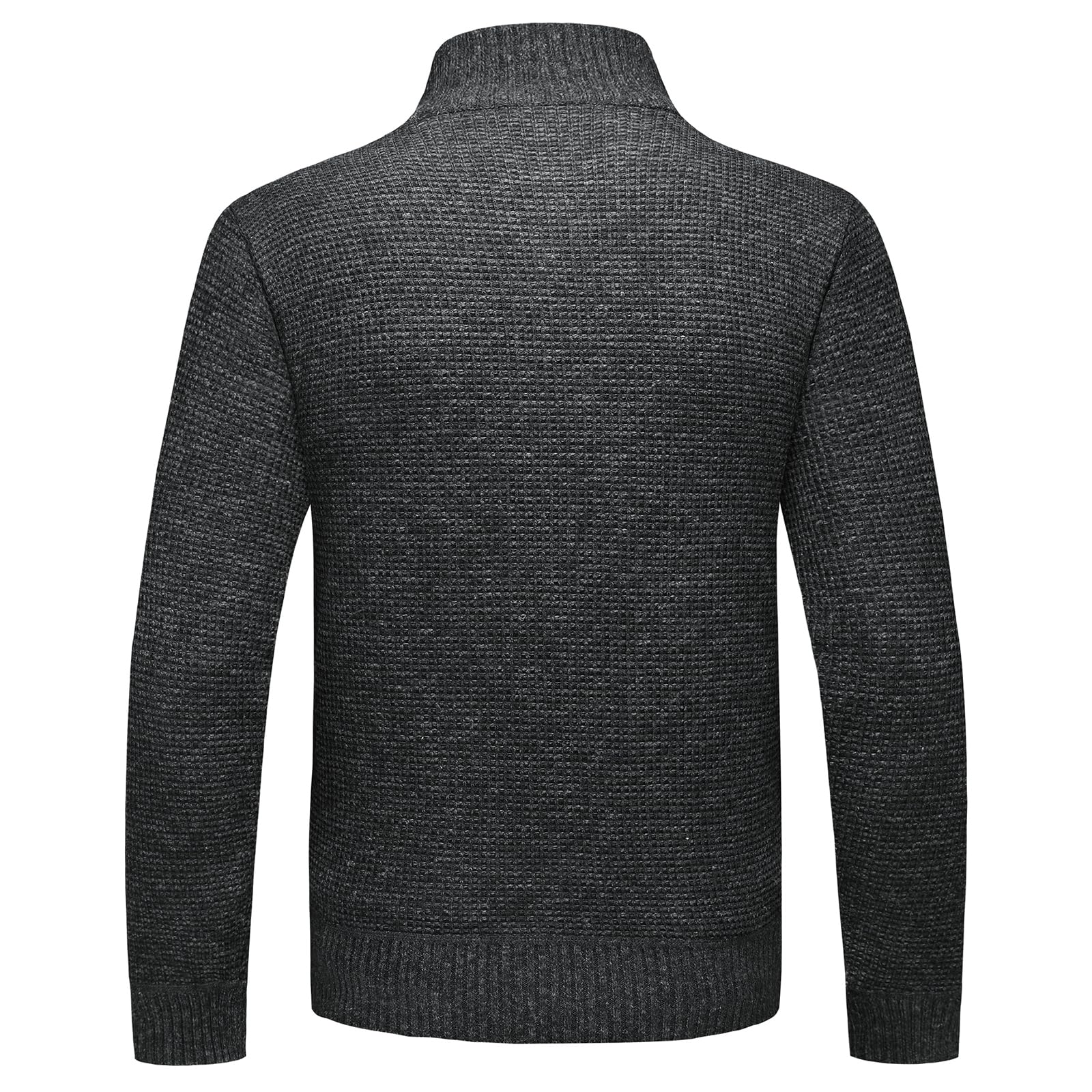 KUDORO Cardigan Gilet Homme Cardigan en Tricot Ouvrez-Front Zippé avec Col Montant Tricoté Chaude Veste d'hiver Doublé en Polaire