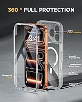 Vista 874 de Miracase Funda magnética para iPhone 14 de 6.1 pulgadas, protector de pantalla de vidrio templado integrado + protector de lente, compatible