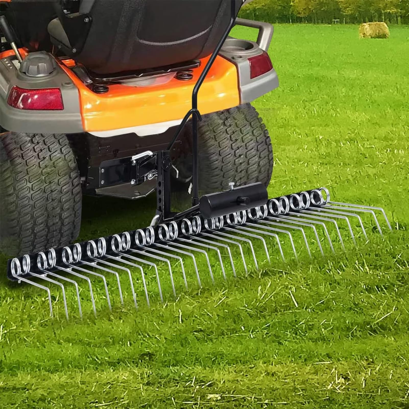Gecheer Arieggiatore per Tosaerba Portatile, Rimozione Muschio e Paglia, Larghezza 109 cm, Acciaio Zincato, Scarificatore Prato per Giardini Grandi
