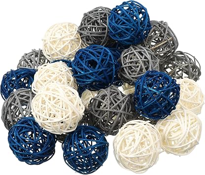 Yulejo 30 Pcs Decorative Balls for Centerpiece Bowl Wicker Rattan Balls
