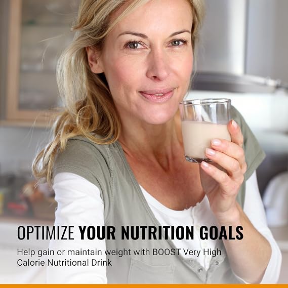 BOOST Very High Calorie Nutritional Drink, Supports Weight Gain & Maintenance, 22 g Protein, Creamy Strawberry, 8 fl oz (Pack of 24)