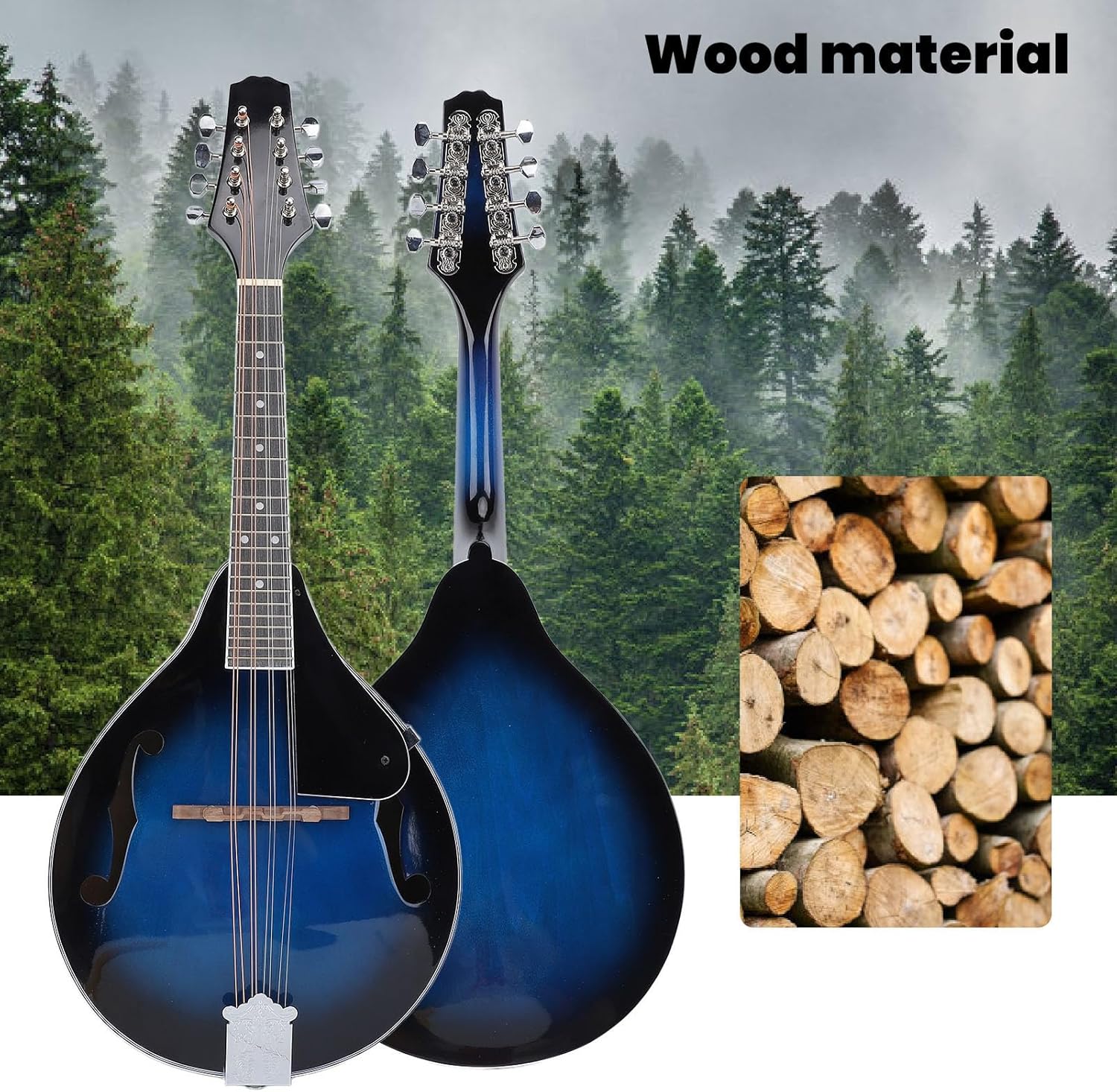 8 String Mandolin A Style Mandolin with Chrome Open Gear Tuners Musical Instrument for Band Individual Performance