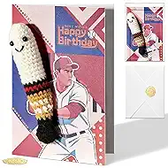 Ovesmusl Birthday Card Handmade Crochet Baseball Refillable Knitted Toys for Best Friend Birthday Gifts for Kids, Son, Daughter, Brother, Sister