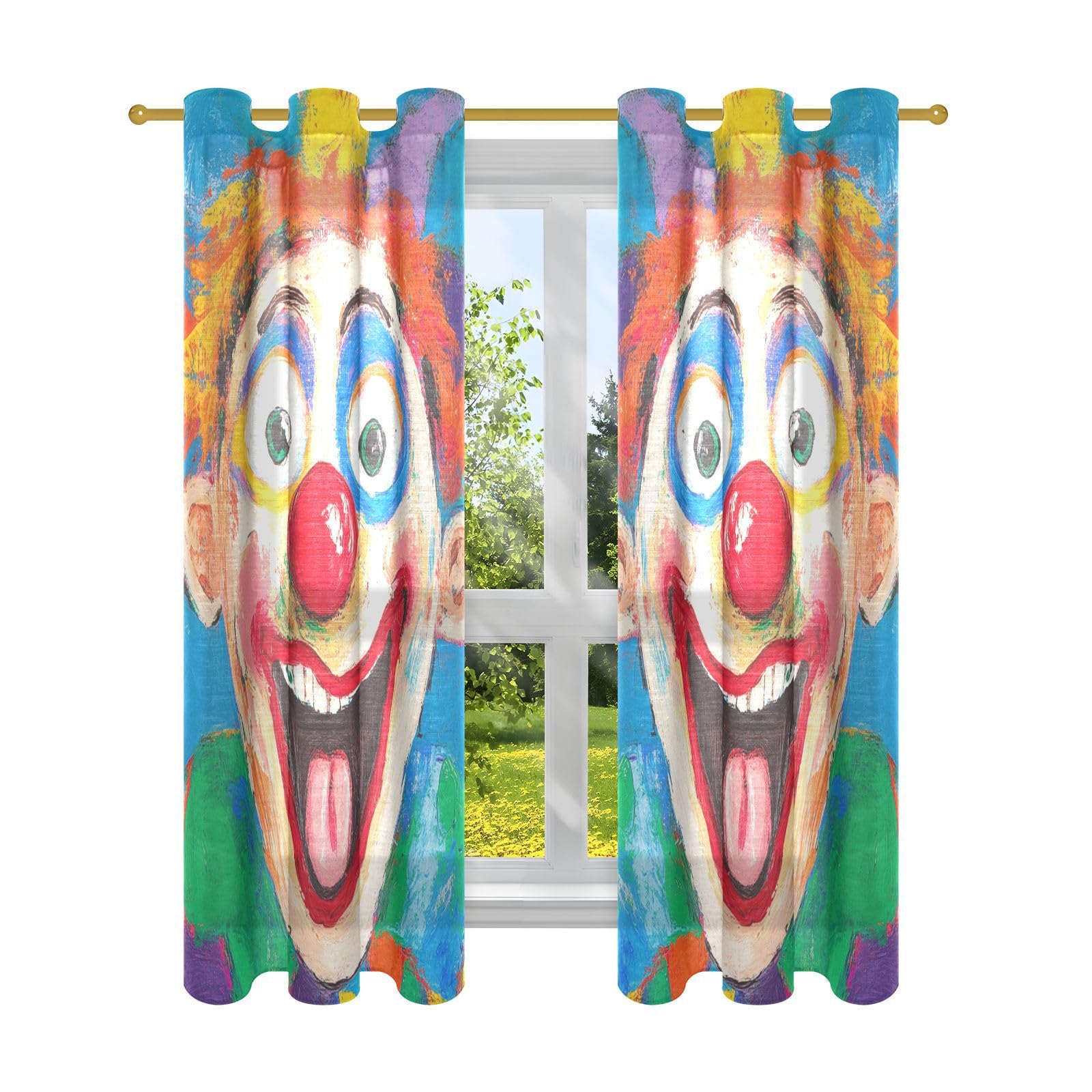 Rideaux de style ferme 160 cm de long avec visages amusants salon