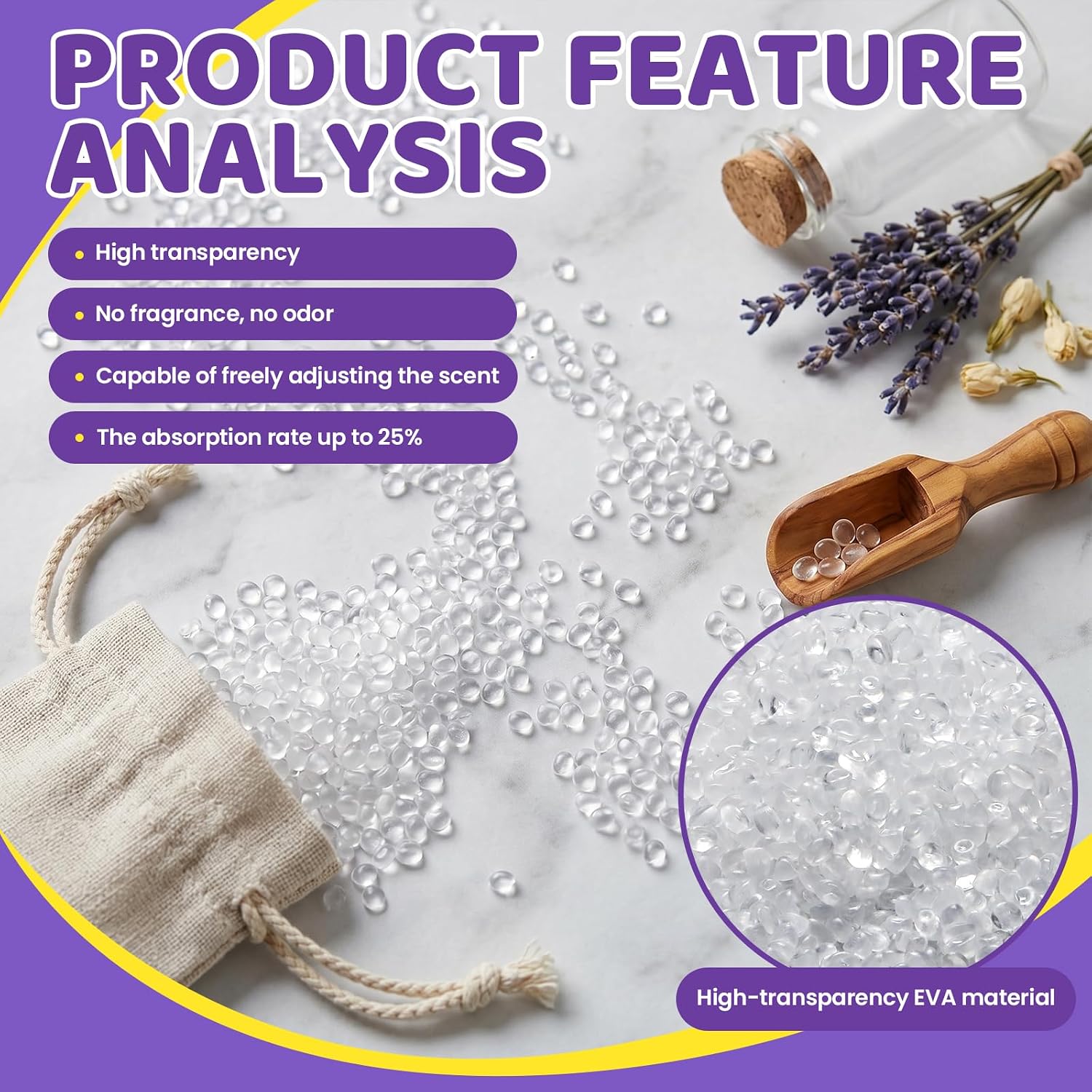 6 LB Premium Unscented Aroma Beads for bulk supply of DIY car Freshies. Unscented EVA beads can be added with your own fragrance