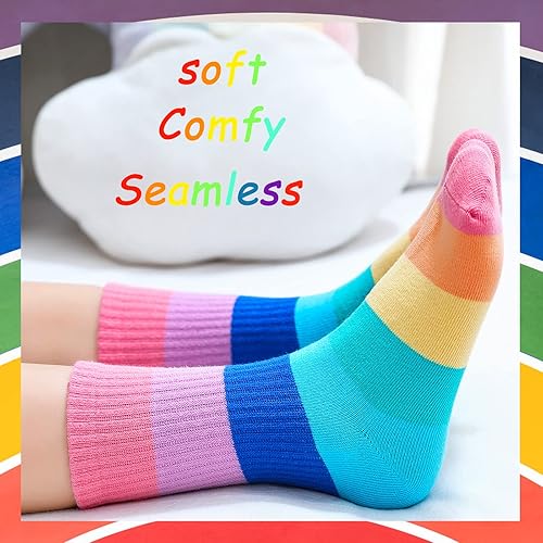 Miniatura 3 de Calcetines deportivos para niños Rayas de arco iris sin costuras para niños y niñas Calcetines de algodón atléticos unisex lindos divertidos
