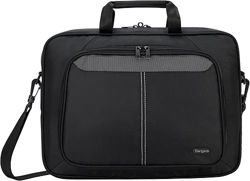 Targus Intellect - Bolsa delgada de nailon resistente al agua dos grandes bolsillos exteriores correa de hombro extraíble funda protectora para