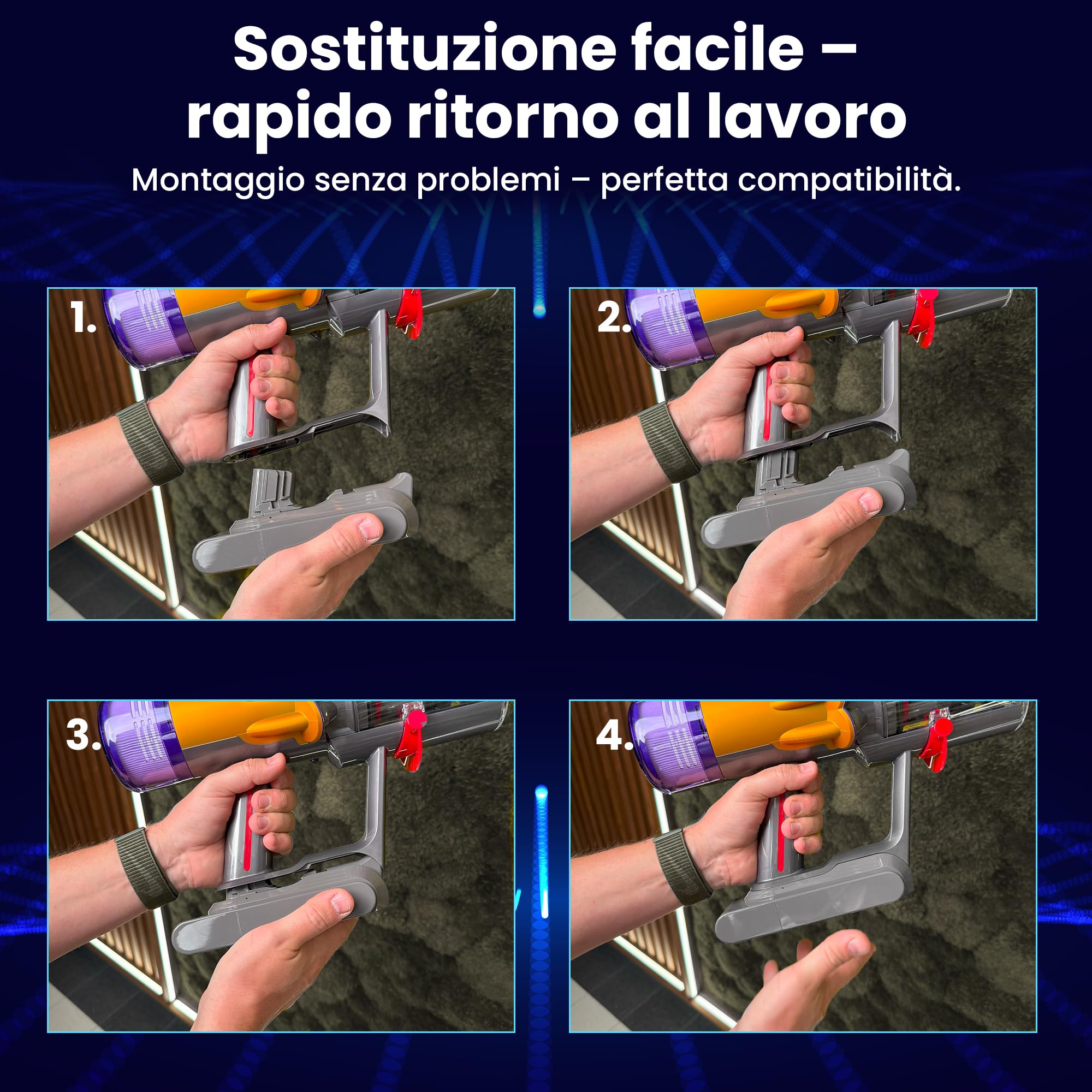 EXTRALINK Batteria per Dyson V12 Detect Slim Absolute – Batteria di Ricambio per Aspirapolvere 25,2V 2500mAh - Li-ion, Lunga Durata - Compatibile con Dyson Ricambi e Accessori - Facile da Installare