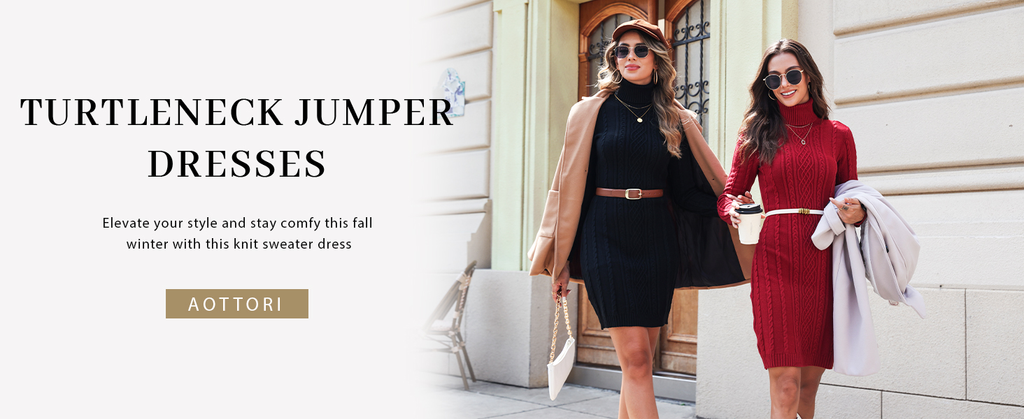 CRAZE Robe Pull Femmes Automne Hiver O Cou à Manches Longues Tricoté