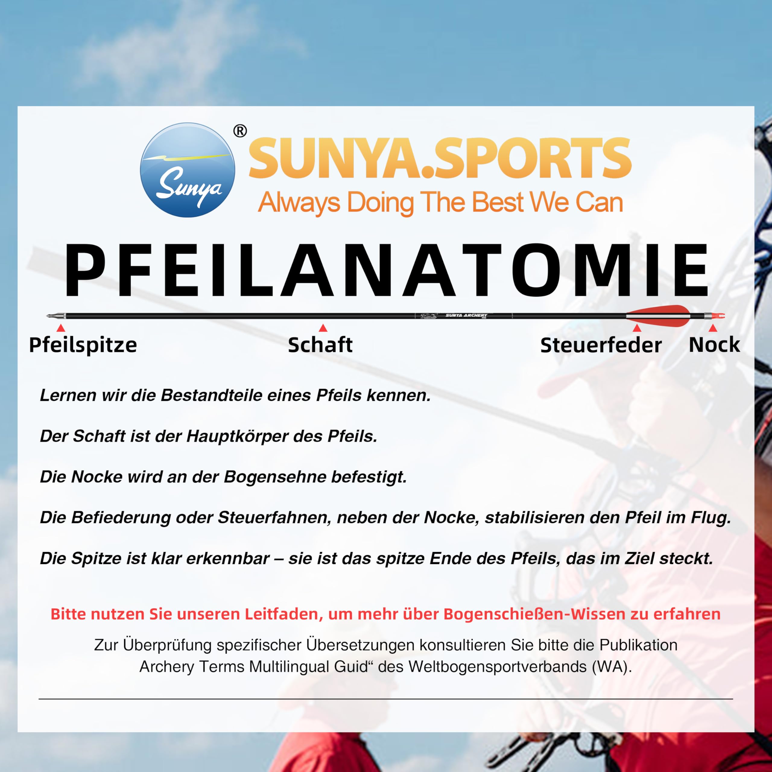 Sunya Pfeile für Bogenschießen. Spine 400/500, 30 Zoll Carbonpfeile, Bogen Erwachsene Jagdpfeile für Recurvebogen Compoundbogen. 12er Pack