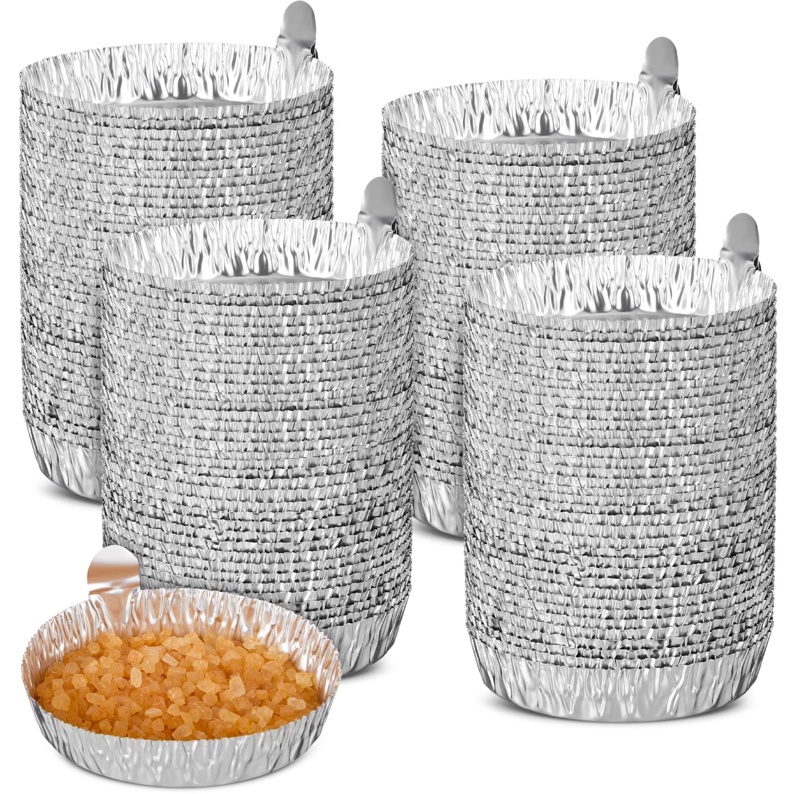 Teenyyou Lot de 300 grands bateaux de pesée en aluminium de 78 mm de diamètre supérieur pour mélange de liquide - Plateaux de pesée réutilisables pour produits chimiques - Pour fournitures
