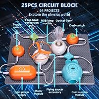 Vista 2 de Kit de ciencia de circuitos para niños de 3 a 12 años 64 proyectos STEM con 25 piezas electrónicas Sin soldadura, kit de placa de circuito