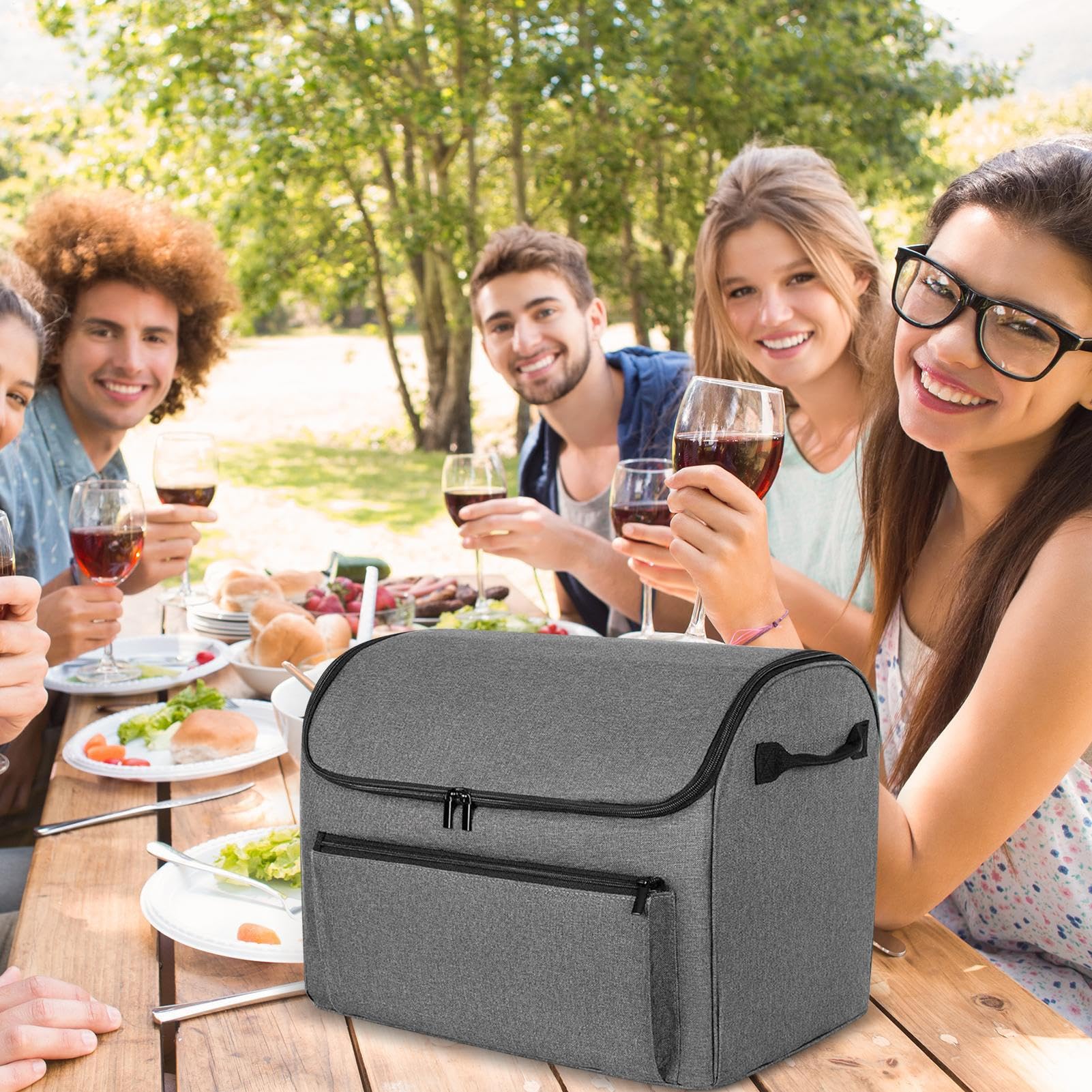 Schongarer Tragetasche Kochtopfträger Schongarer Reisetasche | Wasserdichter Tragbarer mit Zubehörfach, Einfach zu Reinigendes Innenfutter Hülle für Outdoor Picknick Familientreffen